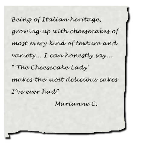 MarianneC Testimonial Cheesecake